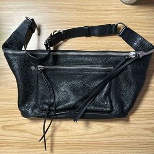 NBW - NEW Rag and Bone Elliot Sling Bag in Black Leather with Silver Hardware
